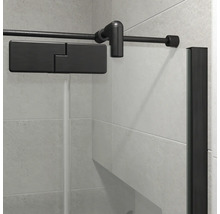 Jungborn Duschtür mit Seitenwand SETTE Drehtür mit Festteil rechts und Seitenwand links 80 x 80 x 200 cm Profilfarbe schwarz Klarglas mit schmutzabweisende Glasbeschichtung mit Puffergriff