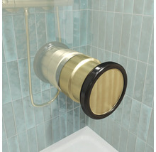 Porte de douche Jungborn avec paroi latérale SETTE, porte pivotante fixée à une partie fixe, 80 x 80 x 200 cm, profilé doré mat, verre transparent, revêtement résistant à la saleté, sens d'ouverture à droite, paroi latérale à gauche, poignée amortissante