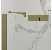 Porte de douche Jungborn avec paroi latérale SETTE, avec porte pivotante fixée à la partie fixe, 75 x 75 x 200 cm, profilé doré mat, verre transparent, revêtement résistant à la saleté, sens d'ouverture à gauche, sens d'ouverture à droite
