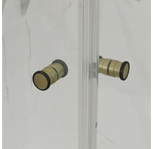 Ensemble d'accès d'angle SETTE de Jungborn avec porte pivotante sur la partie fixe 75 x 75 x 200 cm, profilé doré mat, verre transparent résistant à la saleté, sens d'ouverture à gauche ou à droite, poignée amortissante