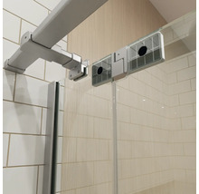 Jungborn Duschtür mit Seitenwand SETTE Drehtür mit Festteil rechts und Seitenwand links 80 x 90 x 200 cm Profilfarbe silber Klarglas mit schmutzabweisende Glasbeschichtung und Stangengriff
