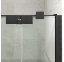 Jungborn Duschtür mit Seitenwand SETTE Drehtür mit Festteil rechts und Seitenwand links 90 x 100 x 200 cm Profilfarbe schwarz Klarglas mit schmutzabweisende Glasbeschichtung und Stangengriff