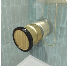 Porte de douche Jungborn avec paroi latérale SETTE, avec porte pivotante fixée à la partie fixe, 80 x 90 x 200 cm, profilé doré mat, verre transparent, résistant à la saleté, charnières à gauche, paroi latérale à droite, poignée amortissante