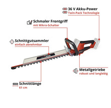 Einhell Akku-Heckenschere Power X-Change GC-CH 36/61 Li ohne Akku und Ladegerät