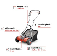 Tondeuse manuelle sans fil Einhell Power-X-Change GE-HM 18/38 Li sans batterie ni chargeur
