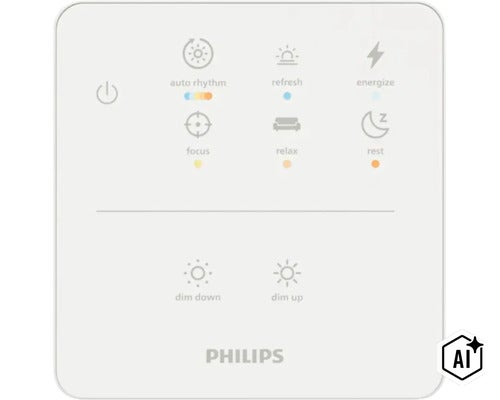 Philips Hue Wandschalter zur Lichtsteuerung mit verschiedenen Beleuchtungsmodi und Dimmfunktion. (Image AI modified or generated)