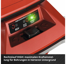 Vue détaillée de la commande de puissance d'un outil électrique avec options de réglage pour rotation droite, Eco Power et High Power.