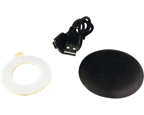 Chargeur rond avec câble de chargement USB et tampon adhésif pour la fixation
