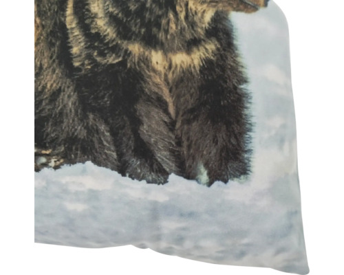 Coussin décoratif avec motif ours dans la neige en impression photo détaillée