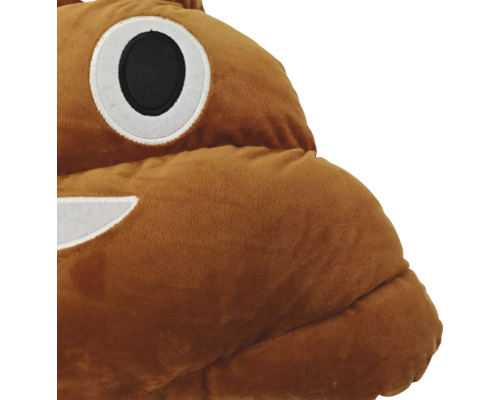 Coussin en peluche en forme de caca avec yeux et bouche brodés comme coussin décoratif