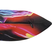 Vue détaillée d une housse de coussin avec motif abstrait et fermeture éclair dissimulée