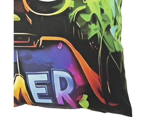 Coussin décoratif avec motif de jeu et inscription Gamer