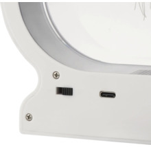 Detailansicht der Basis einer LED Tischleuchte mit Schalter und USB C Ladeanschluss