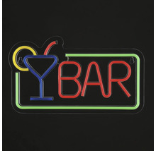 LED Neon Schild Bar mit Cocktail Glas Motiv für die Wandmontage