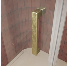 Poignée de douche verticale en métal avec surface mate pour montage sur une paroi de douche.