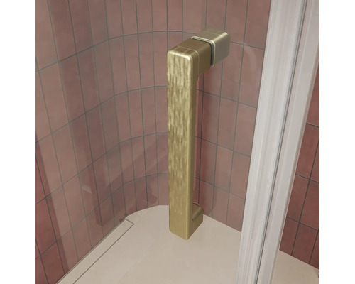 Poignée de douche verticale en métal avec surface mate pour montage sur une paroi de douche.
