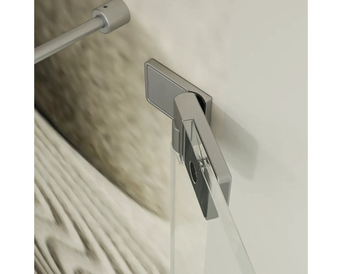 Fixation murale pour paroi de douche avec charnière en métal