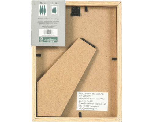 Dos d un cadre photo en bois avec support et certification FSC