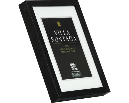 Cadre photo noir avec passe-partout et insert Villa Sostaga incluant la certification FSC