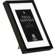 Cadre photo noir avec passe-partout et support avec insert publicitaire de Villa Sostaga
