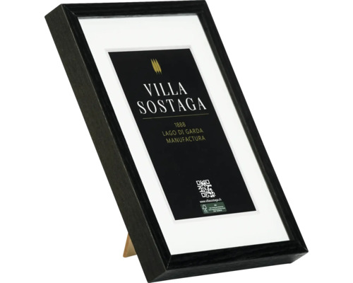 Cadre photo noir avec passe-partout et support avec insert publicitaire de Villa Sostaga