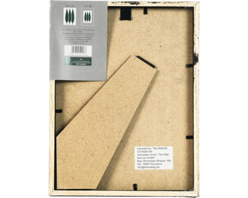 Dos d un cadre photo en bois avec support et certificat FSC