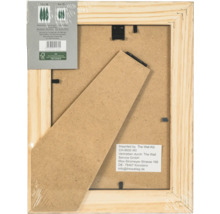 Dos d un cadre photo en bois avec support pliable et certification FSC