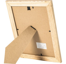 Dos d un cadre photo en bois avec support et attaches métalliques