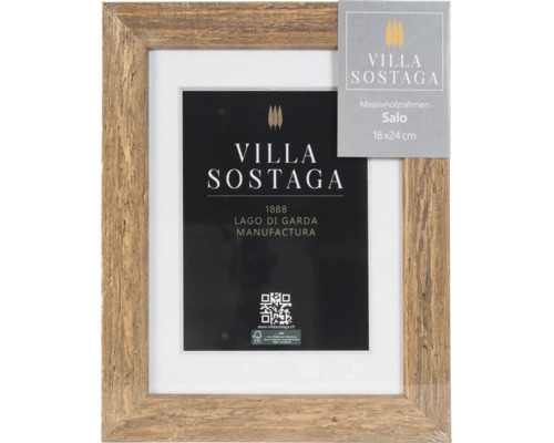 Cadre en bois massif Villa Sostaga Salo 18 sur 24 centimètres avec passe-partout et certification FSC pour la gestion forestière durable