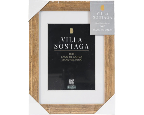 Cadre photo Villa Sostaga Salo en bois massif au format 21 par 29,7 centimètres DIN A4 avec certification FSC.