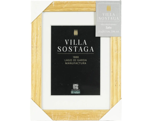 Cadre photo Salo en bois massif format DIN A4 21 par 29,7 centimètres avec insert Villa Sostaga