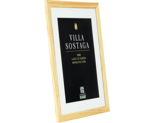 Cadre photo en bois avec passe-partout et publicité Villa Sostaga