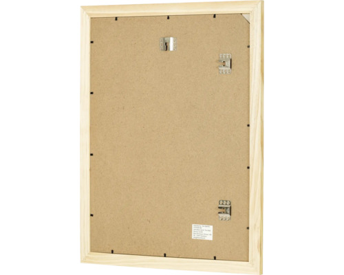 Vue arrière d un cadre en bois rectangulaire avec des attaches métalliques et un panneau de fibres dur