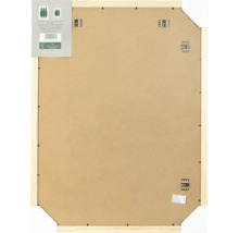Dos d'un cadre photo en bois avec fixations métalliques et certification FSC.