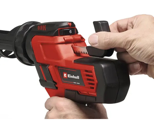 Einhell Akku-Kartuschenpistole mit Handhabung im Detail und Einhell Logo.