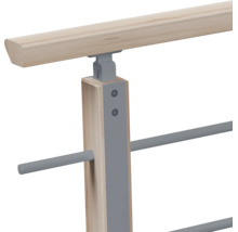 Treppengeländerpfosten mit Holzhandlauf und Metallstreben