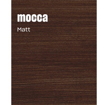 Surface en bois aspect moka mat avec grain naturel.