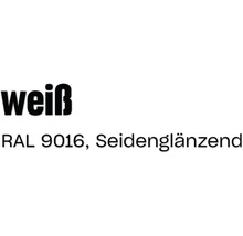 Textbaustein mit der Aufschrift weiß RAL 9016 seidenglänzend