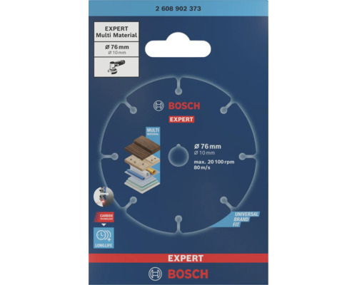 Disque à tronçonner Bosch Expert Multi Material diamètre 76 millimètres alésage 10 millimètres pour meuleuse angulaire dans emballage