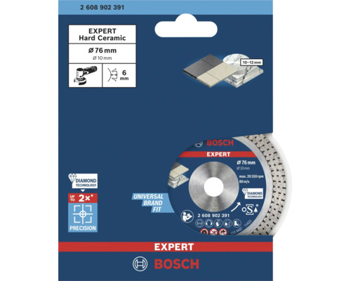 Disque a tronconner diamant Bosch Expert Hard Ceramic diametre 76 millimetres avec alesage 10 millimetres pour meuleuse d angle