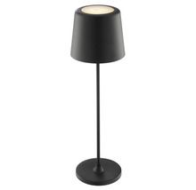 Moderne LED Tischleuchte mit schlankem Design und rundem Standfuß für den Innenbereich