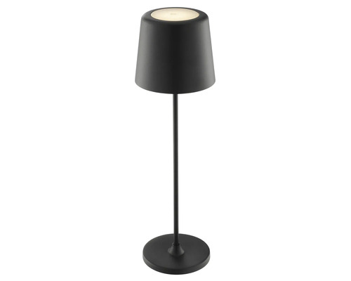 Moderne LED Tischleuchte mit schlankem Design und rundem Standfuß für den Innenbereich