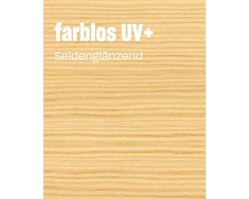 Holzoberfläche mit farbloser und seidenglänzender UV Schutz Lasur