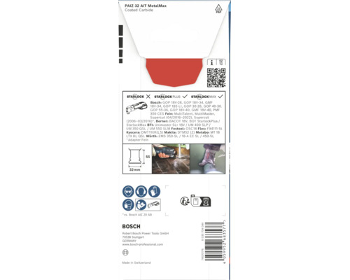 Bosch PAIZ 32 AIT MetalMax Tauchsägeblatt für Multifunktionswerkzeuge mit Starlock Max Aufnahme zur Metallbearbeitung.