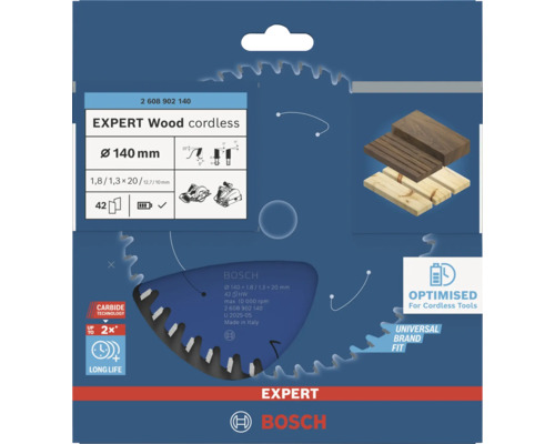 Bosch Expert Wood cordless Kreissägeblatt mit 140 Millimeter Durchmesser für Akku Handkreissägen