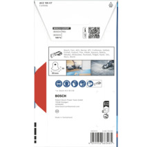Lame segment carbure Bosch Expert ACZ 105 ET pour outil multifonction avec liste de compatibilité et instructions d'utilisation au dos.