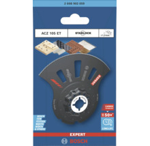 Lame de scie segment Bosch Expert ACZ 105 ET Starlock pour outils multifonctions permettant de travailler divers matériaux, sous emballage.