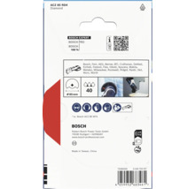 Dos de l'emballage pour une lame de scie segment diamant Bosch Expert ACZ 85 RD4 pour outil multifonction avec liste de compatibilité.