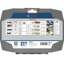 Jeu de 5 lames de scie multifonction Bosch Expert et Pro pour outil multifonction dans boite de rangement