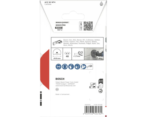 Bosch Expert ACZ 85 MT4 Carbide Segmentsägeblatt für Multitool Durchmesser 85 Millimeter